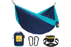 ‎WISE OWL OUTFITTERS Hängematte von Wise Owl Outfitters – Einzel- und Doppel-Camping-Hängematten für den Außenbereich, Rucksackreisen, Überleben oder Reisen – tragbarer, Leichter Fallschirm-Nylon, Einzelne Eule,