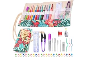 Benlay 50 Pezzi Set Di Uncinetti Kit Uncinetto, Ferri da Maglia Set di Strumenti Accessori per Maglieria con Uncinetti ergonomico in Alluminio e Aghi da per la Lavorazione a principianti Mano