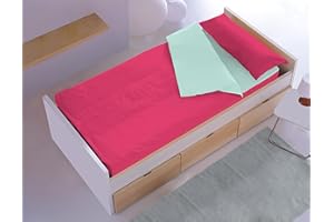 FM TEX Saco Nórdico Cremallera con Relleno Liso (20 Colores a Escoger) (Cama 90 cm, Chicle-Perla)