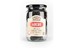 Chilli Hills ANCHO Dried Hot Chili Peppers. Worlds Finest and Hottest Chillies Grown in Our Family Farm and Precisely dehydrated to Preserve The Flavour. 100 Grams in a Glass Jar
