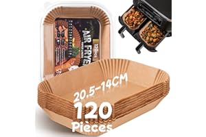 COZOR Papier Cuisson pour Ninja Air Fryer, 120 Pièces 20,5x14cm Rectangulair Paper Liners Friteuse Sans Huile Accessoires pour Dual Zone Double Stack Friteuse à Air, compatible avec Ninja AF300EU/AF400EU