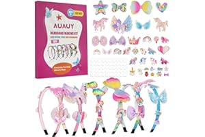 AUAUY Zabawki Zestaw do robienia opasek na głowę dla dziewczynek, prezenty dla dziewczynki w wieku 5-12 lat, zestaw fryzjerski dla dzieci, 10 lat, akcesoria do włosów z tiarą, prezent DIY dla