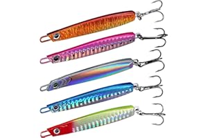 THKFISH Jig Leurres de pêche en métal - Sinking Metal Cuillères Micro Jigging Appât - Jigs Leurre Peche Mer (Couleur Mélangée - 5 Pièces, 30g)