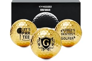 CybGene Funny Golf Gifts for Men Unique, Personalised Gold Golf Balls, Cool Accessories for Golf Lovers, Golfers, for Birthday and Christmas