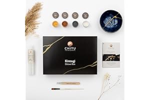 CHIYU Bio Kintsugi Repair kit: Deluxe Box - Gold, Silver, Copper - Bio Based - Gold Glue - Food Safe - The Most Complete and Durable Kintsugi kit