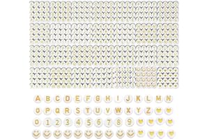 ZESNICE 1400 Pcs Gold Letter Beads Sorted for Friendship Bracelets Making Kit, Alphabet Beads A-Z for Jewelry Making with Smile Face Number, Gifts for Teenage Girls Friend, 4x7mm Round Acrylic