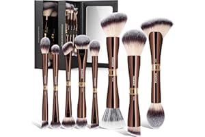 ‎MAANGE MAANGE Luxus Pinselset Makeup mit Spiegel (16-in-1) - 8 Dual-Ended Profi Makeup Pinsel für Foundation Contour & Lidschatten | Geschenkbox (Weihnachten, Geburtstag)