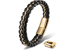 SERASAR Premium Lederarmband für Männer in Schwarz | Magnetverschluss aus Edelstahl in Schwarz, Silber & Gold | Inklusive Schmuckschachtel | Tolle Geschenkidee