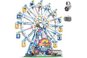NEWRICE Rotierendes Riesenrad Bauklötze Kit, mit Lichtern Vergnügungspark Baukonstruktion Spielzeug Set für 6+ Jahr Jungen.Mädchen.Erwachsene (870 Stück)