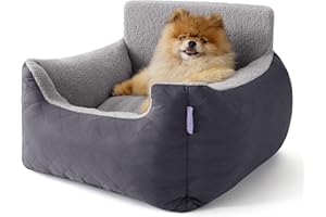 LE SURE Lesure Small Dog Car Seat - Waterproof Pet Booster Seat, Car Dog Seat For Medium Dog With Clip-On Leash For Pet Travel Carrier Bed, 54.5x49.5x38cm, Dark Grey