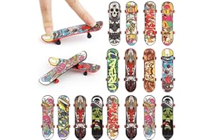Mini Skate Doigt, 16 Pièces Skateboard à Doigts,Mini Planche à roulettes Skate Boarding Jouets Finger Skate pour Enfants Anniversaires Cadeau de Noël (Motif Aléatoire)