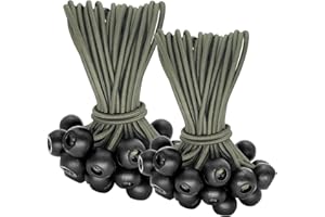 CYIAMJLU 50 Stück Spanngummis mit Kugel, Planenspanner mit Kugel(15cm30 Pcs und 20cm20 Pcs), für Zelte, Banner, Planen, Plakate, Planenspanner,Gummispanner (Olivgrün)