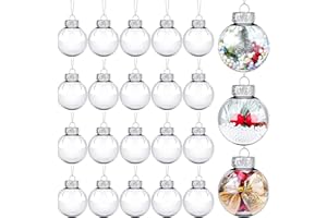 YEAHBOOM 20PCS Klar Weihnachtskugeln,Befüllbare DIY Christbaumkugeln aus Plastik,6cm Basteln,Durchsichtige Kunststoffkugeln, Baumschmuck,Christbaumschmuck,Weihnachten Deko