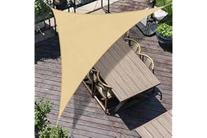 SUNNY GUARD Vela ombreggiante 3x3x4.25m HDPE Tenda a Vela Triangolare, Tenda da sole per esterno Traspirante Protezione Raggi UV per Giardino Esterno terrazza, Sabbia