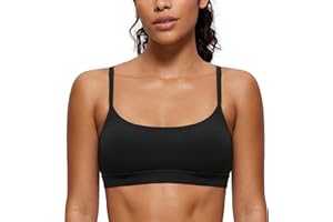 CRZ YOGA Butterluxe Women's Adjustable Straps Sports Bra Padded Scoop Neck Yoga Bras Wireless Workout Crop Top