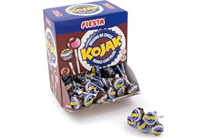 FIESTA Kojak Caramelo con Palo Sabor Cola Relleno de Chicle - Caja de 100 unidades