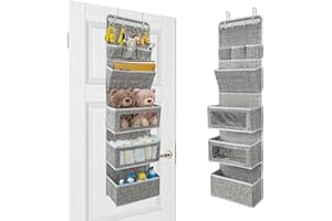 homyfort Organizador Colgante con 4 Bolsillos Transparentes, Almacenamiento Colgante con 2 Ganchos, Estante Colgante Organizador de Armario para Puerta,organizdor Baño, Guardería, Sala de Estar