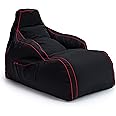 Game Over Video Gaming Bean Bag Lounger Chair | Indoor Living Room | Side Pockets for Controllers | Headset Holder | Ergonomic Design for Relaxed Gamer (Fire Rune)