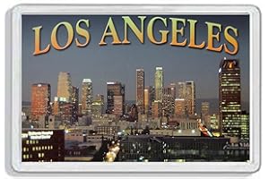 AWS Magnete in PVC Los Angeles USA Souvenir Gadget Stati Uniti d'America calamita Fridge Magnet da frigo in plastica con Immagine Fotografica Città City Metropoli United States of America Losangeles