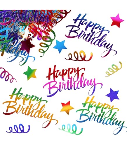 SAVITA 300 Stück Spinnen-Konfetti Happy Birthday – 3 Designs, Rot-schwarz-weiß, Für Tischdeko, Kuchen & Bastelprojekte