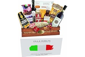Villa Guelfa Cesto Natalizio Gastronomico Cassetta Virgilio, Strenna di Natale con Prodotti Alimentari Regionali Tipici 100% Italiani, Specialità Gastronomiche Gourmet in Confezione Regalo per Natale