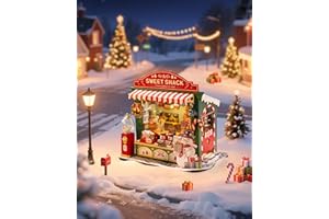 Rolife Maquetas Puesto de Dulces de Navidad-170 Piezas DIY Miniature House Diorama, Casas Miniaturas para Montar Puzzle 3D Madera para Adultos ¡Ningún Pegamento Necesario Adornos de Navidad