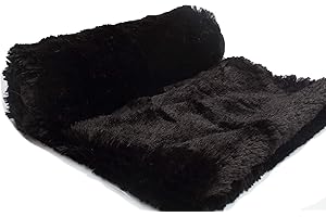 Orient Fashion Piel sintética, Tejido Largo Pelo, Shaggy (18 mm) 50x160 cm (Negro)