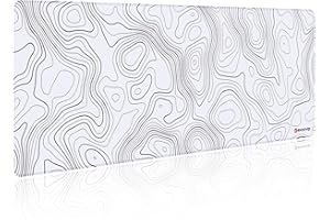 EXCO Duża podkładka pod mysz do gier z przyszytymi krawędziami, karty topograficzne, podkładka pod mysz XL z antypoślizgowym spodem, fajna podkładka na biurko pod klawiaturę i mysz, 80 x 30 cm, biała