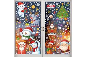 LYPER 9 Sheets Christmas Window Stickers Christmas Window clings Stickers Snowflake Removable Christmas Xmas Window Decals Blue Static Stickers for Christmas DIY Window Decorations