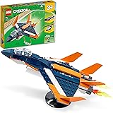 LEGO Creator 3 in 1 Jet Supersonico, con Aereo, Elicottero Giocattolo e Motoscafo, Giochi Creativi con le Costruzione per Bam