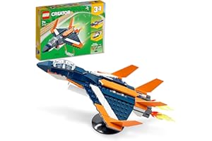 LEGO 31126 Creator 3 en 1 L’Avion Supersonique, Se Transforme en Hélicoptère et en Bateau, Jouet de Construction pour Enfants de 7 Ans et Plus