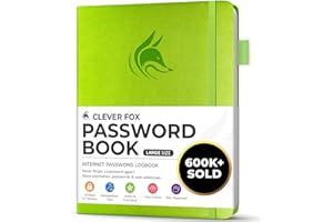 Clever Fox Libro delle password, con linguette alfabetiche, organizer per indirizzi Internet, grande custode delle password per gli accessi al sito web, verde