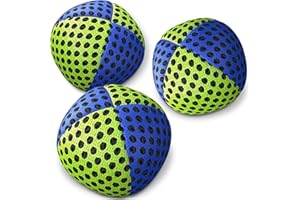 SPEEVERS Juggling Balls Professional Set of 3 Fresh Design Xballs, 12 Beautiful Colors Available, Juggle Balls for Beginners, Kids, Adults, 2 Layers of Net 4 Panels Carry Case (120g, Blue Yellow)