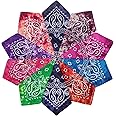 YHmall Paisley Bandana for Men Women, 10-14 Pack Multifunctional Paisley Headbands Scarf Cowboy Bandana Handkerchiefs