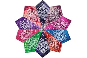 YHmall Paisley Bandana for Men Women, 10-14 Pack Multifunctional Paisley Headbands Scarf Cowboy Bandana Handkerchiefs