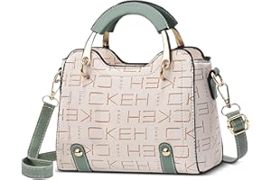 FOLOVEYA Mode Women Handbags Small Elegant Crossbody Bag Ladies Top Handle Bag Retro Casual Satchel Shoulder Bags PU Leather for Shopping Travel Work Dating Green Letters