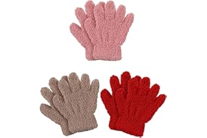 Geyoga 3 Paar Kinder Strickhandschuhe Winter Vollfinger Handschuhe