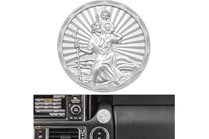 Anwlki Heiligen Christophorus Auto Plaketten Ø 3.4cm Heiliger Christophorus Medaille Beschutze Uns Komm Gut Heim Geschenk mit Magnet und 3 Doppelseitig Klebende Aufkleber, 1 Eisenstück (Silber)