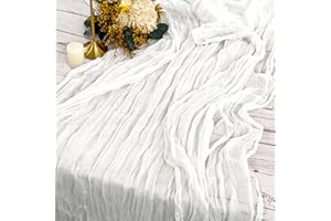 YMHPRIDE Pack of 2 Cheesecloth Table Runners White 90 x 300 cm Rustic Gauze Fabric Boho Table Runner Cheesecloth Table Runner Wedding Tablecloth for Wedding Party Bridal Shower Table Decoration