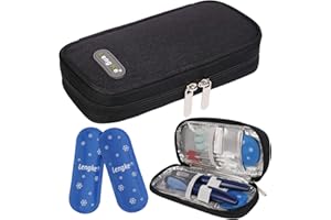 BOMKEE Insulin Kühltasche für Diabetiker, Insulin Pen Tasche Reise Insulin Stiftetui, Insulin Tasche, Medikamenten Kühltasche Tragetasche mit 2 Kühlakkus