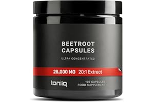 TONIIQ 28,000mg 20x Concentrated Extract Beetroot Capsules - Natural Nitric Oxide Booster - Highly Concentrated and Bioavailable - Third-Party Tested Beets Supplements - 120 Veggie Capsules - 60 Servings TQ