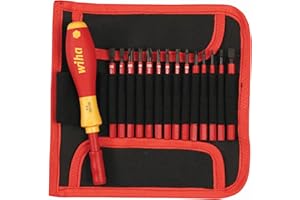 Wiha 28390 SlimLine - Juego intercambiable con asa y bolsa, 15 piezas