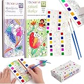 Animokids Sulu Boya Defteri Seti (2 Kitap + 2 Fır&ccedil;a) - Kendin Yap Kitap Ayracı, Her Sayfada Entegre Boya Paleti - &Ccedil;ocuklar ve