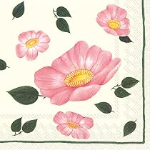 Ambiente Papierservietten 'Arianna Cream' – 20 Stück, 3-lagig, 33x33 Cm, Wildrosen-Muster In Beige/Rosa