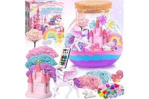 KDISHKRA Regalos de Unicornio para Niñas, DIY Unicornio Luz Nocturna Infantil con Control Remoto, Kit de Terrario de unicornio, Kit de Arte y Manualidades para Niñas de 3 4 5 6 7 8 9 10 11 12 años