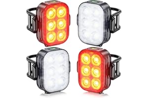ASUNND Luci Bicicletta Kit, Combinazione di Luci Anteriori e Posteriori de Bicicletta, Ricarica USB Impermeabile IP65, Luci di Sicurezza LED in Modalità 4+6, Adatto per Varie Bici da Strada e Mountain Bici