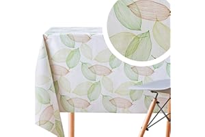 KP Home, tovaglia con foglie, vinile plastica PVC, Verde, 200cm x 140cm