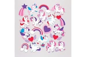 Baker Ross Autocollants licorne et cœur en mousse - lot de 120 - , coloris assortis - AR975 - version anglaise