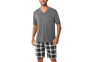 Uniexcosm Ensemble de Pyjama Été Pyjama Homme Coton Court Pyjama Homme Pantalon Manches Courtes