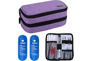 Yarwo Bolsa de Insulina Organizador, Bolsa de Diabetico, Isotermica Insulina Estuche Diseñado especialmente para tomar bolígrafos de insulina u otros suministros para diabéticos, Púrpura